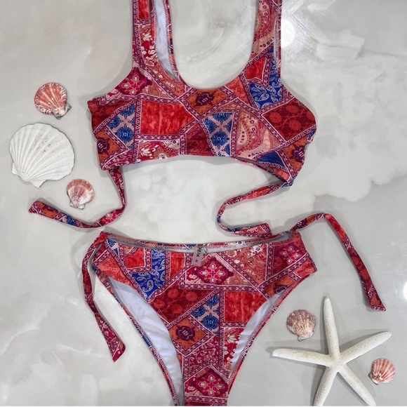 Colorful Patchwork Bikini Set - Picture 1 of 2